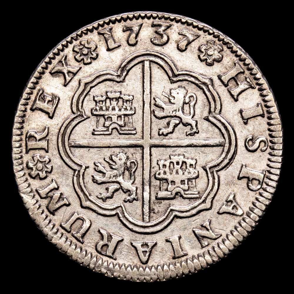 Felipe V. 2 Reales. (5,89 g.). Sevilla. 1737. P·J. AC-998. MBC+.