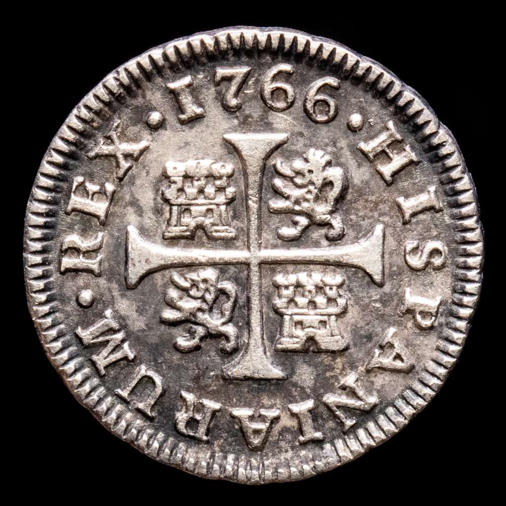 Carlos III. 1/2 Real. (1,38 g.). Madrid. 1766. Ensayador P·J. Aureo y Calicó-153. EBC-. Atractiva.