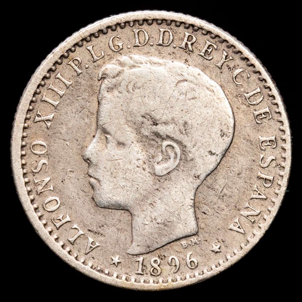 Alfonso XIII. 10 Centavos. (2,44 g.). Puerto Rico. 1896. PG·V. AC-125. MBC-.