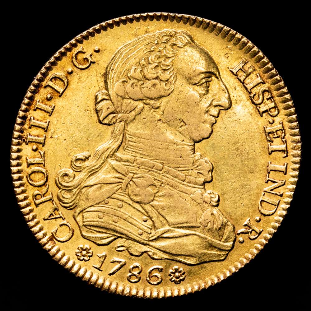 Carlos III. 8 Escudos. (27,04 g.). Sevilla. 1786. C. AC-2191. EBC-. Escasa