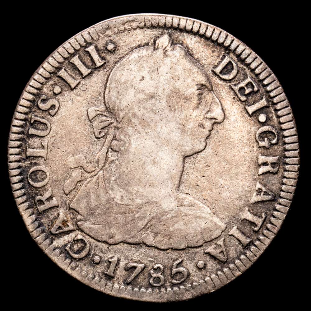 Carlos III. 2 Reales. (6,32 g.). México. 1785. F·M. AC-677. MBC-.