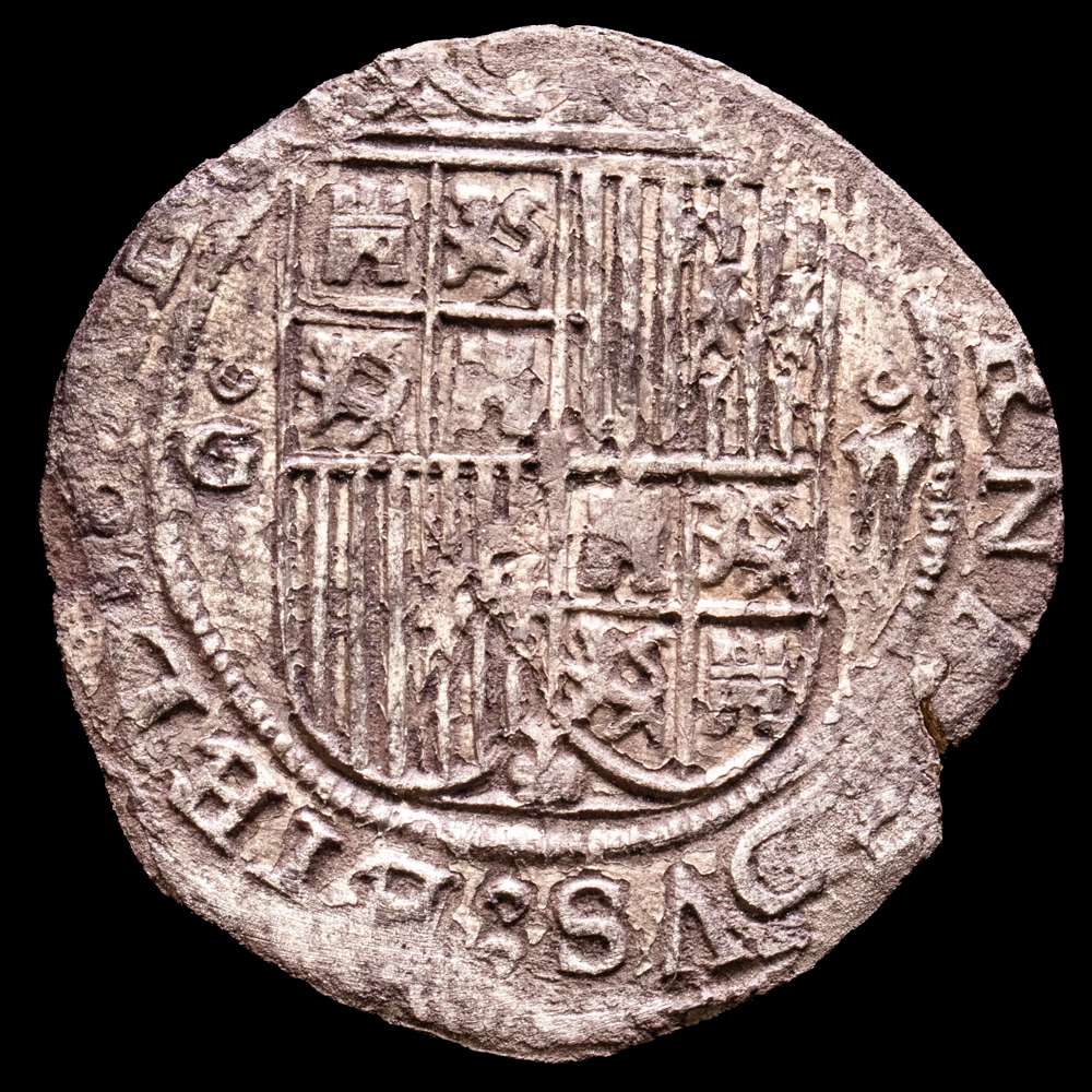 Fernando e Isabel (1474-1504). 2 reales. Granada. R. (Cal-498). Ag. 5.99 g. Pátina y oxidaciones. MBC-