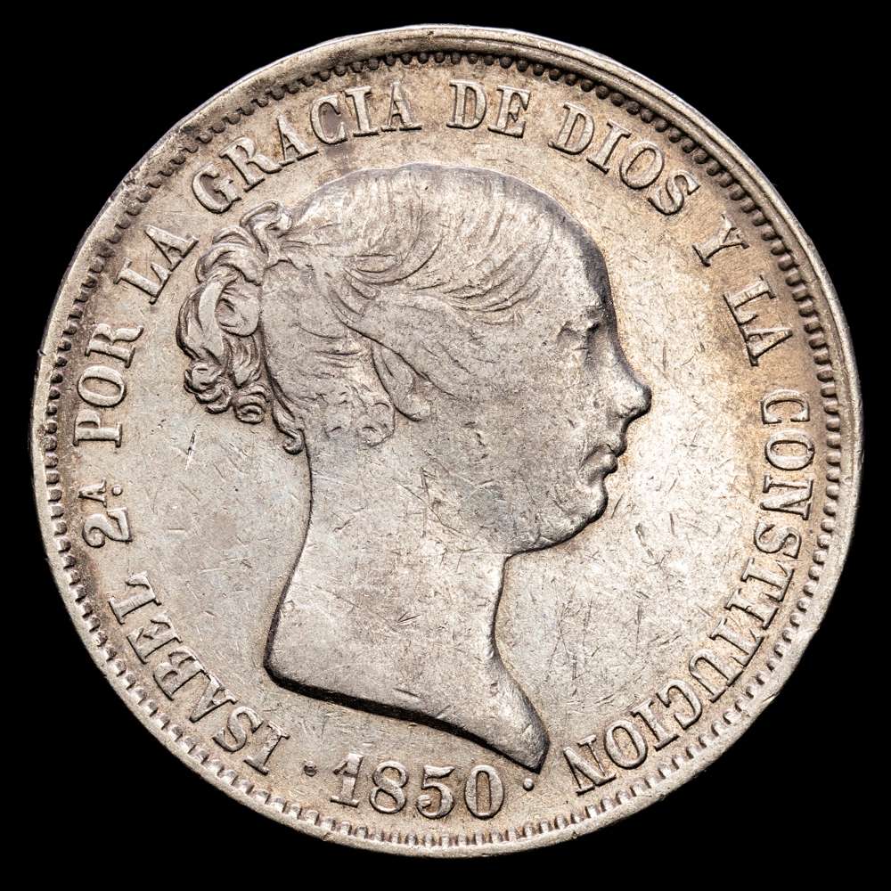 Isabel II. 20 Reales. (25,83 g.). Madrid. 1850. C·L. AC-591. MBC.