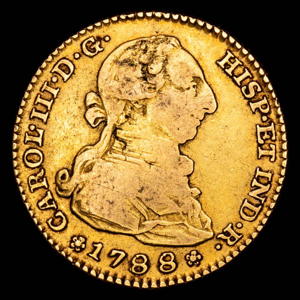 Carlos III (1759-1788). 1788 M. 2 escudos. Madrid. (AC 1578) 6,66 g Au. MBC-