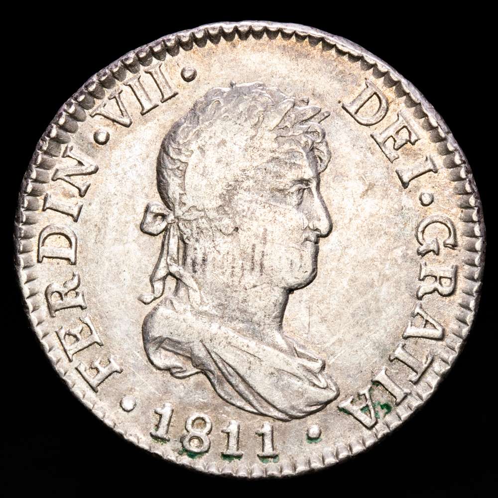 Fernando VII. 2 Reales. (6,01g.). Cádiz. 1811. Ensayador C·I. AC-726. XF. Ceca pequeña