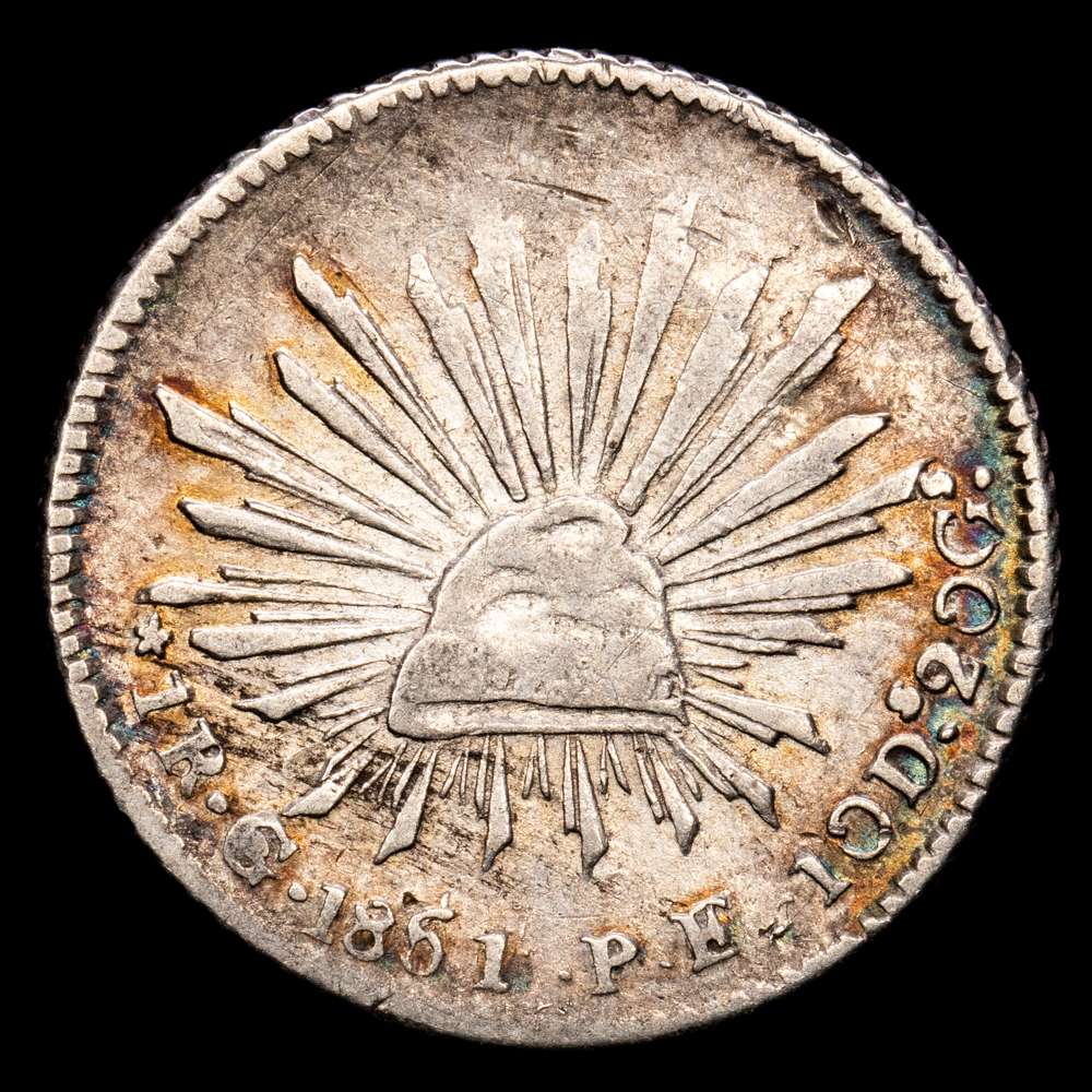 México. 1 Real. (3,28 g.). Guanajuato. 1851. P·F. KM-372,6. MBC-.