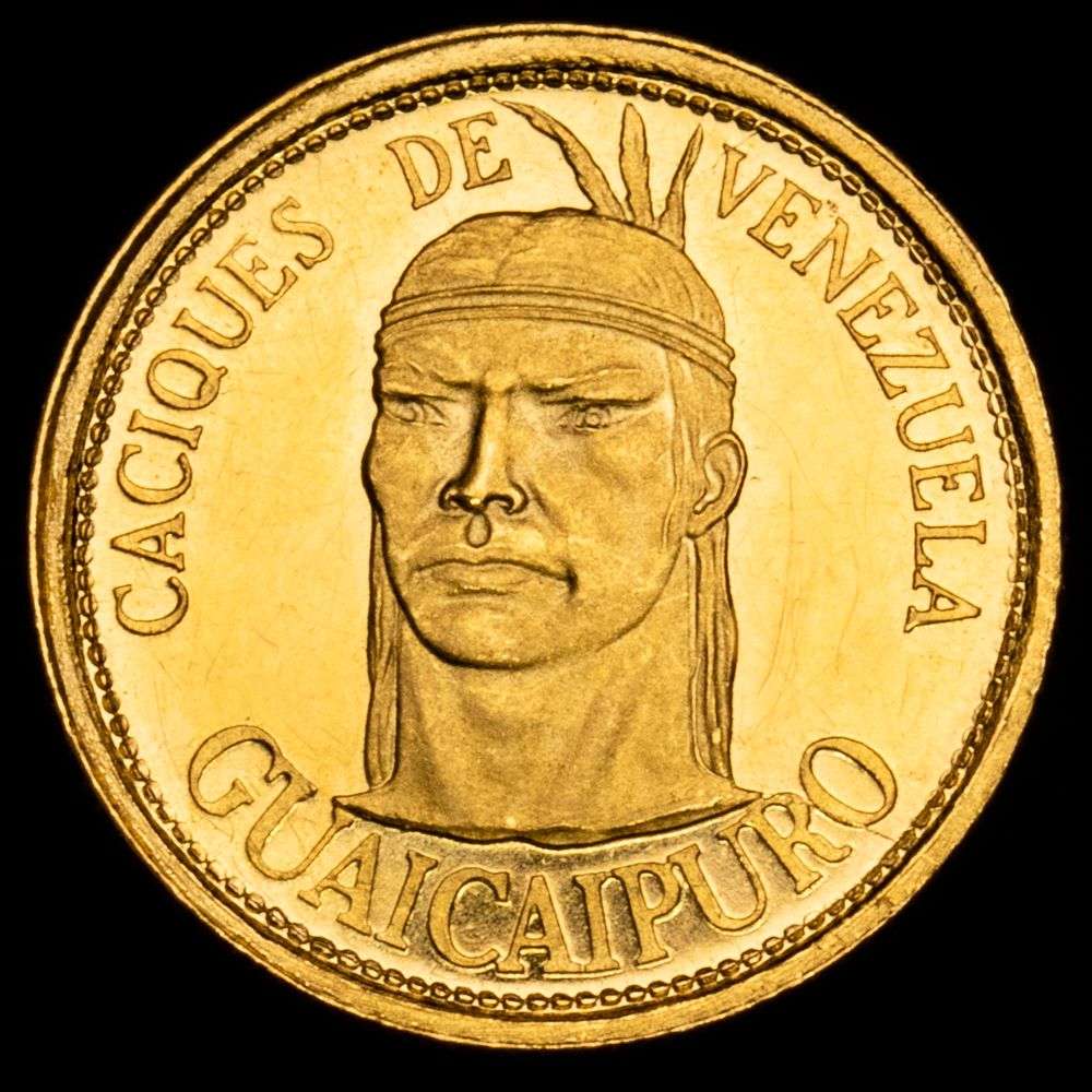 Venezuela. Cacique. (1,48 g.). Guaicaipuro. 1960. Oro (.900). UNC. Brillo original.