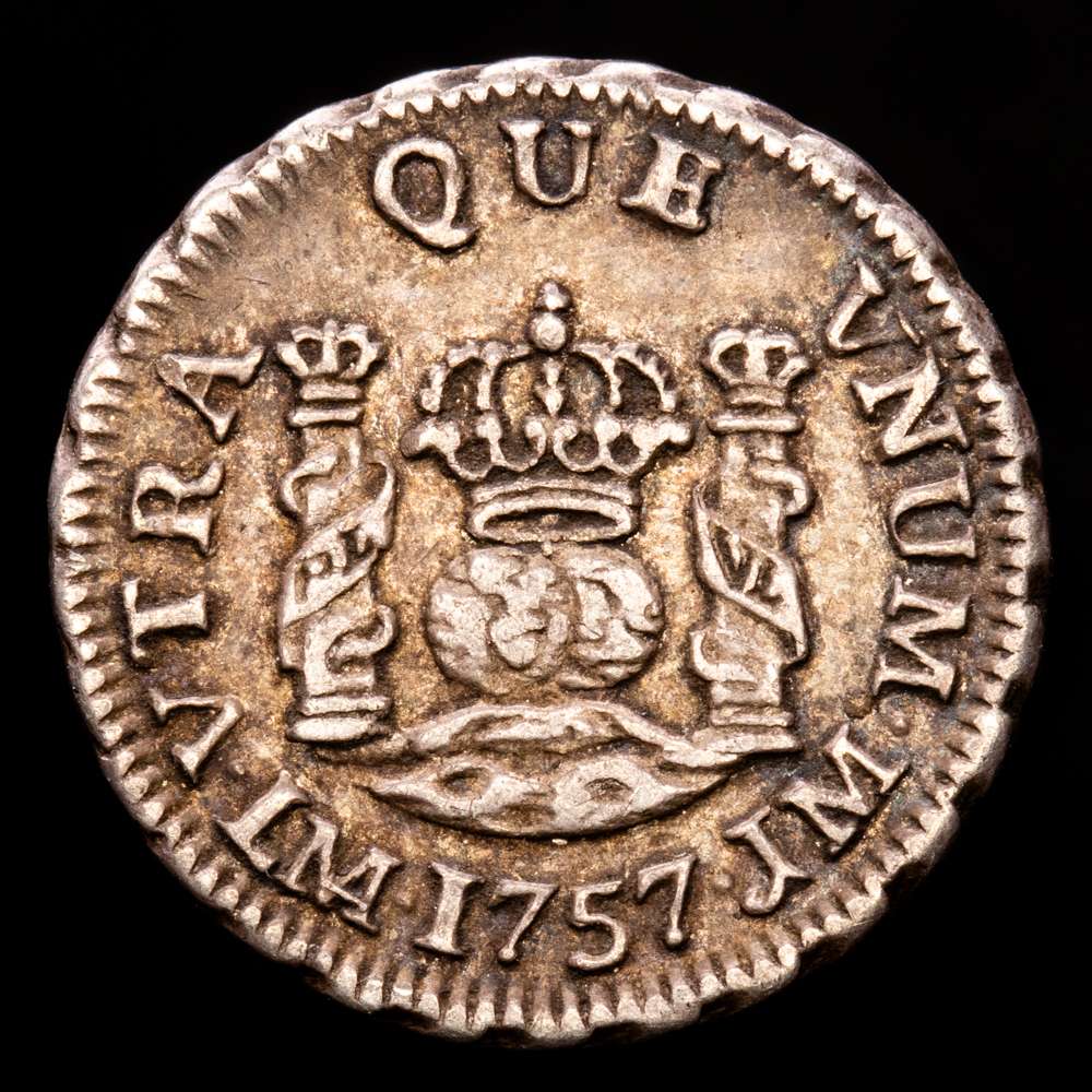 Fernando VI. 1/2 Real. (1,71 g.). Lima. 1757. J·M. AC-60. EBC. Escasa