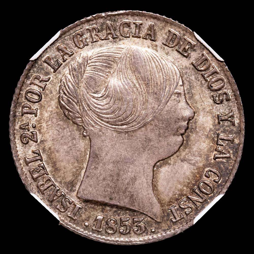 Isabel II. 4 Reales. (5,08 g.). Sevilla. 1853. MS61.