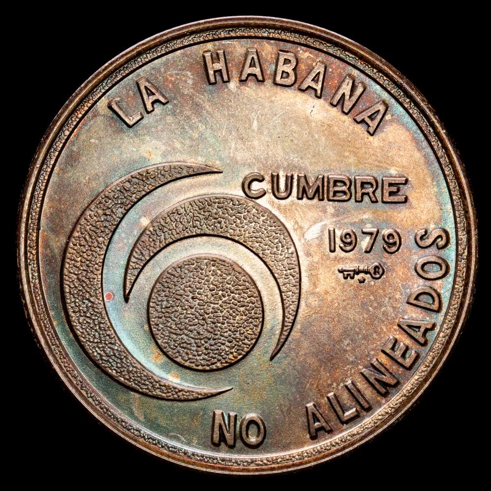 CUBA. Cumbre de no alineados en la Habana. 20 pesos. 26,09gr. 1979. K44.  SC+, brillo original. Acuñación mate.