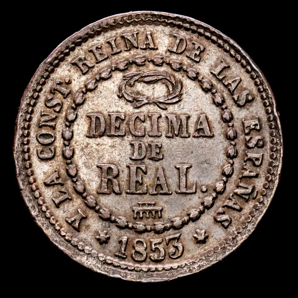 Isabel II. Décima de Real. (4,07 g.). Segovia. 1853. AC-146. MBC+.