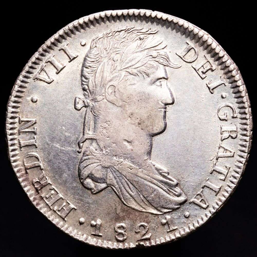 Fernando VII. 8 Reales. (27,67 g.). Zacatecas (México). 1821. Ensayador R·G. AC-1465. MBC+/EBC.