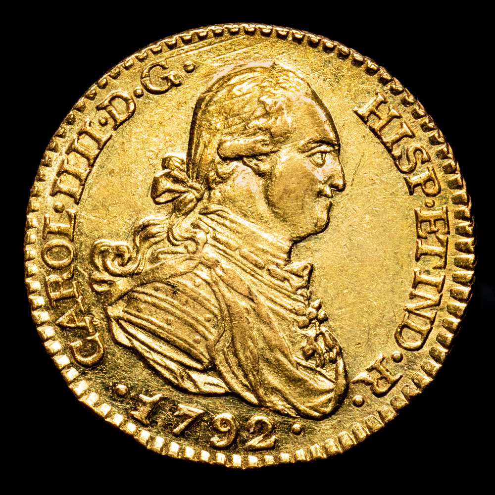 Carlos IV. 1 Escudo. (3,4 g.). Madrid. 1792. M·F. AC-1109. EBC+/SC. Brillo original. Muy bonito. escaso en este estado.