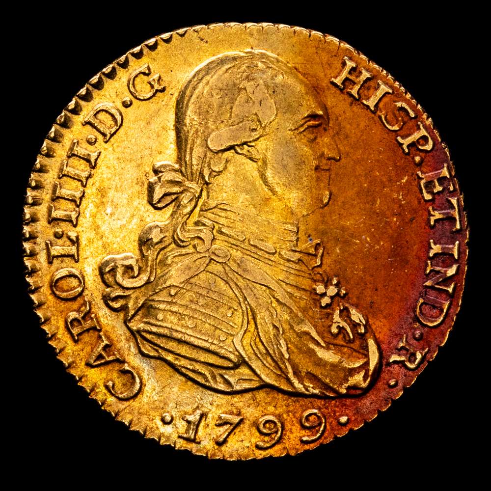 Carlos IV. 1 Escudo. (3,38 g.). Madrid. 1799. M·F. AC-1117. EBC-/EBC. Bello color