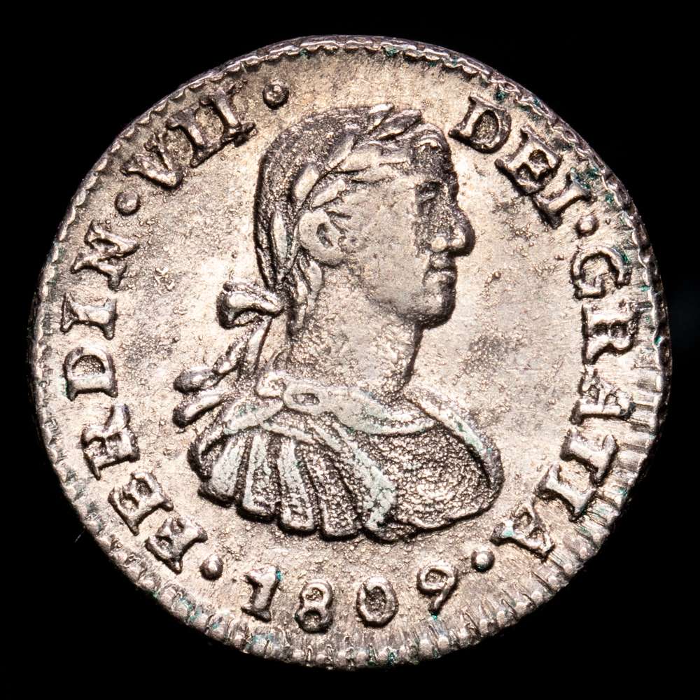 Fernando VII. 1/2 Real. (1,68 g.). México. 1809. T·H. AC-390. MBC+/EBC-. Busto imaginario