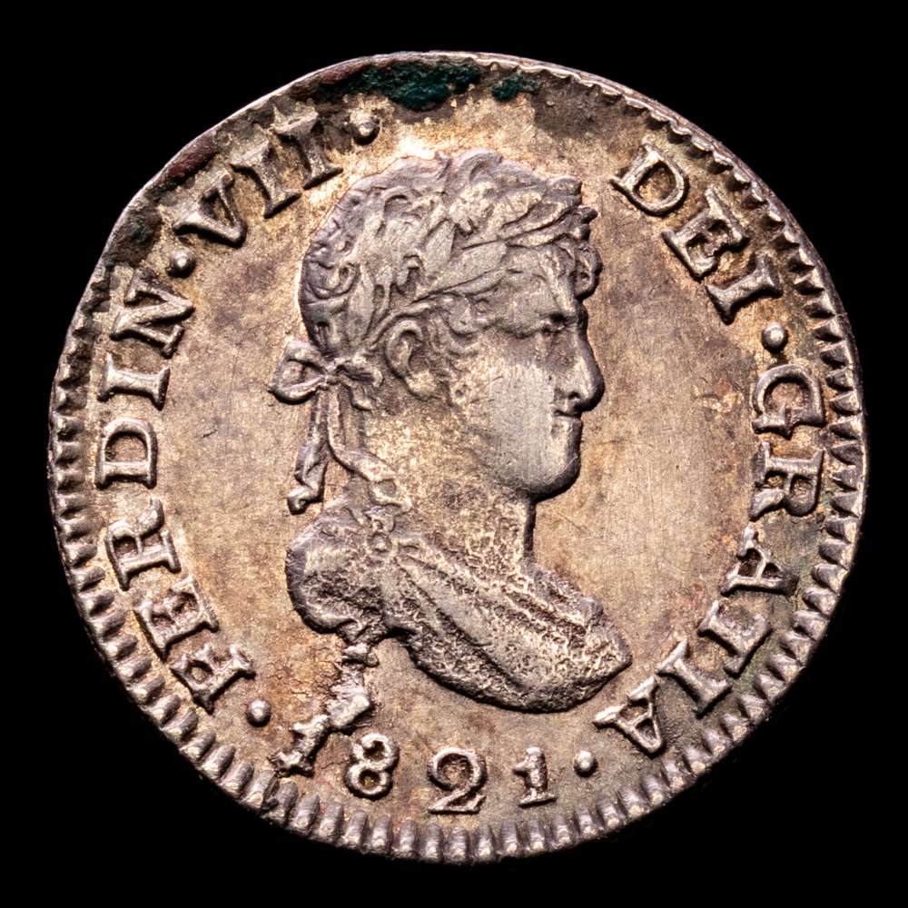 Fernando VII. 1/2 Real. (1,69 g.). México. 1821. J·J. AC-412. MBC+.