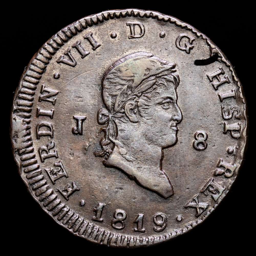 Fernando VII. 8 Maravedís (10,40 g.). 1819. Jubia. AC-199. MBC+.