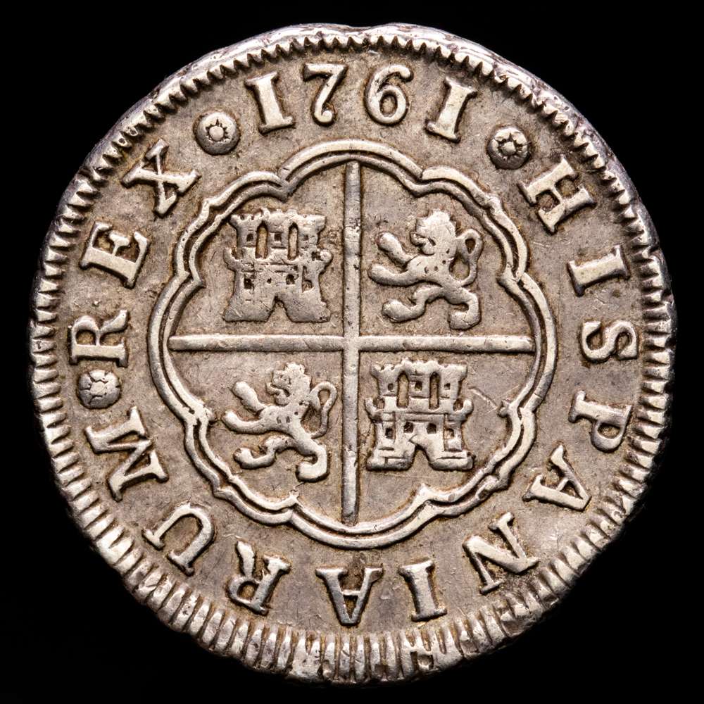 Carlos III. 2 Reales. (5,68 g.). Madrid. 1761. J·P. AC-609. MBC+.