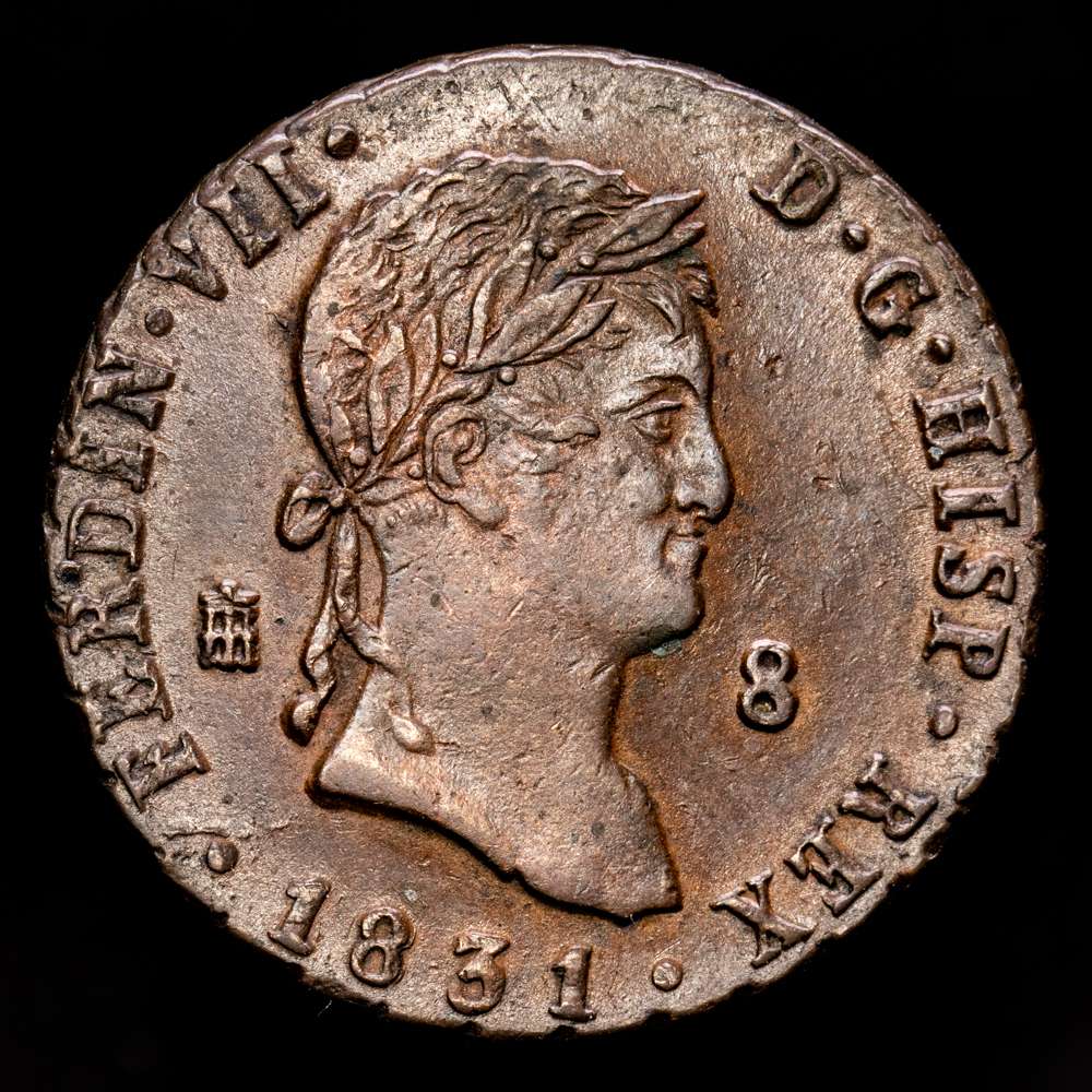 Fernando VII. 8 Maravedí. (11,43 g.). Segovia. 1831. AC-236. MBC+. Buen ejemplar