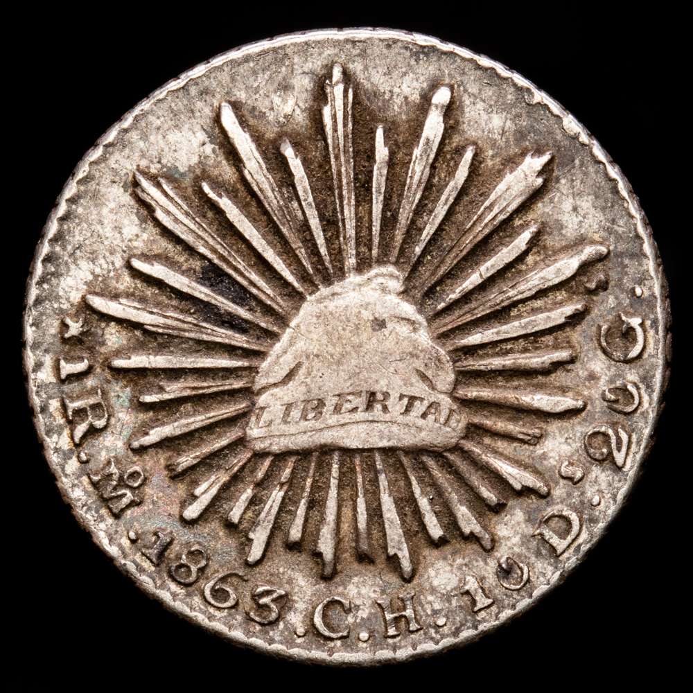 México. 1 Real. (3,35 g.). México. -1863/2. C·H. KM-372,8. MBC+.