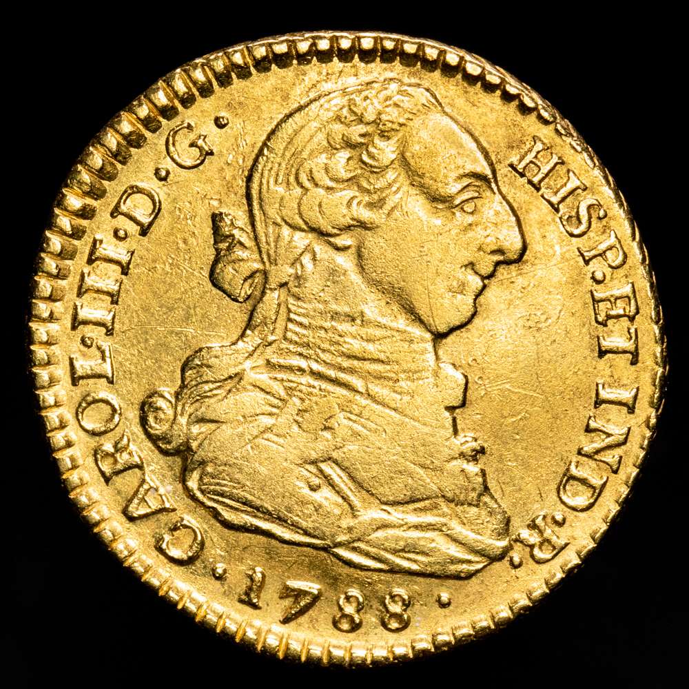 Carlos III. 2 Escudos. (6,69 g.). Popayán. 1788. S·F. AC-1653. MBC-. Escasa