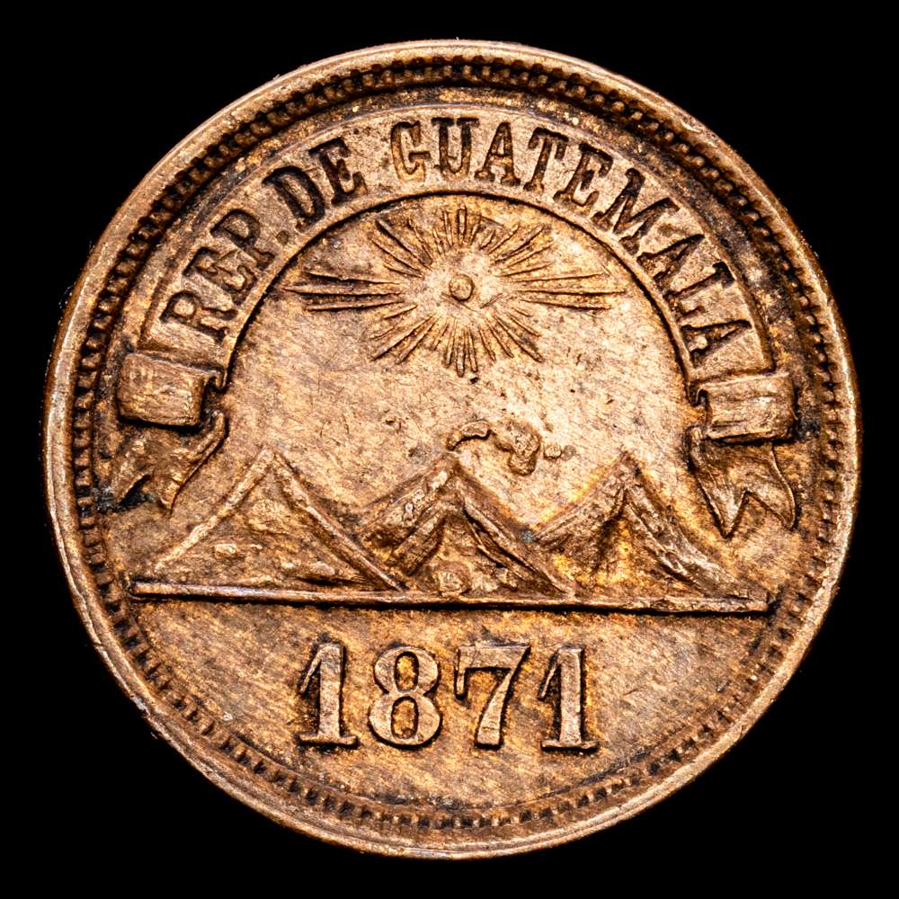 Guatemala. 1 Centavo. (4,94 g.). Guatemala. 1871. KM-196. XF.