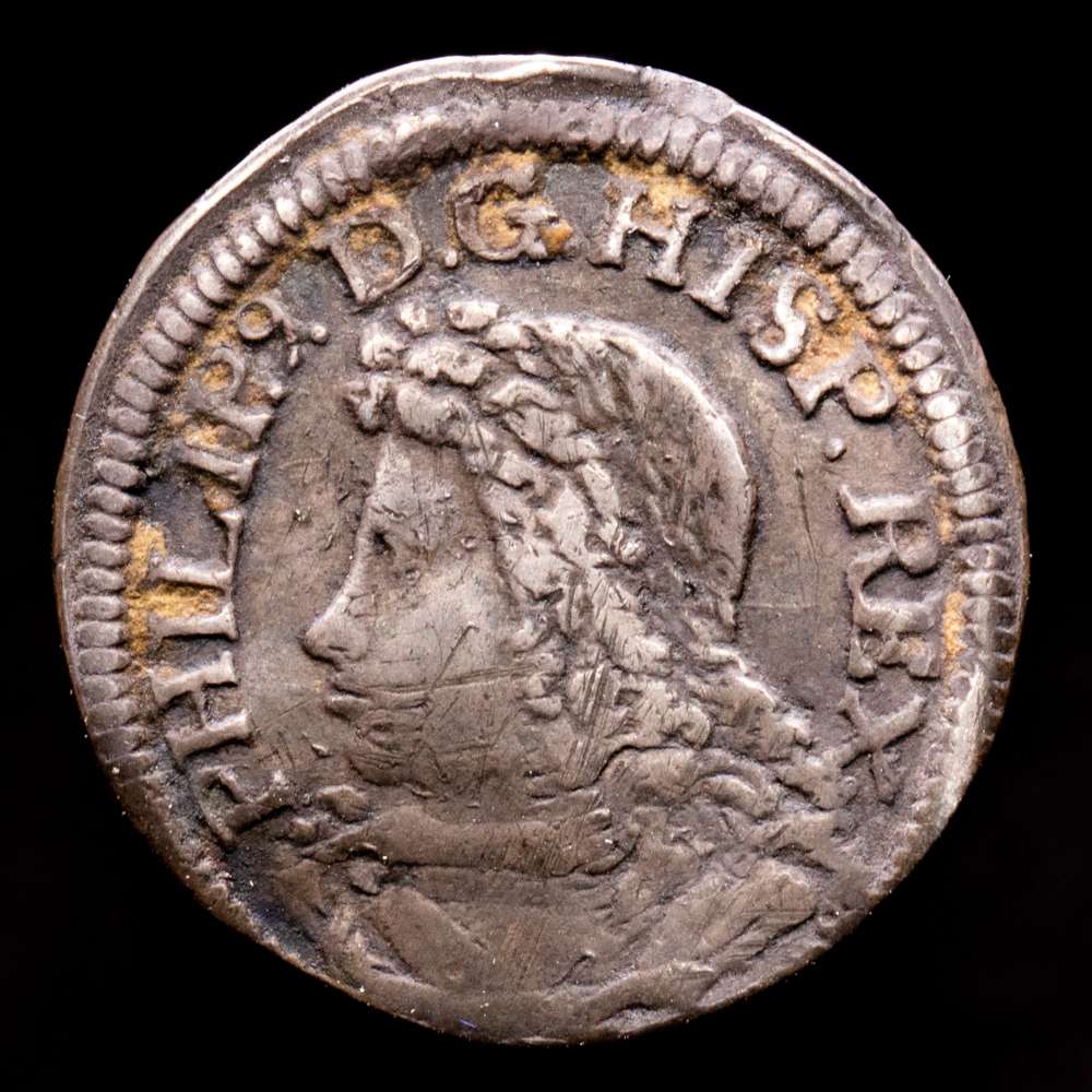 Felipe V. 1 Croat. (2,55 g.). Barcelona. 1705. Aureo y Calicó-349. MBC+. Escasa