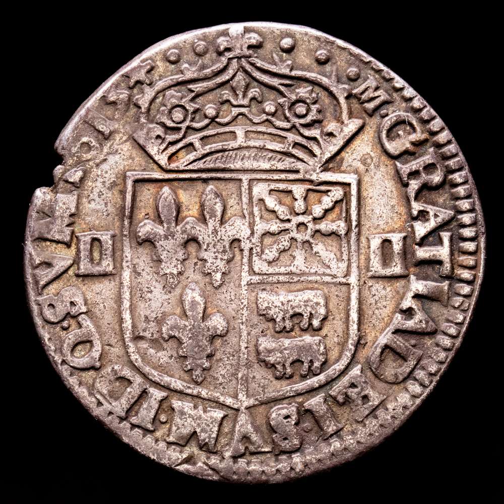 Louis XIII. 1/4 Ecu. (9,45 g.). Navarra. 1613. G-30. MBC+.