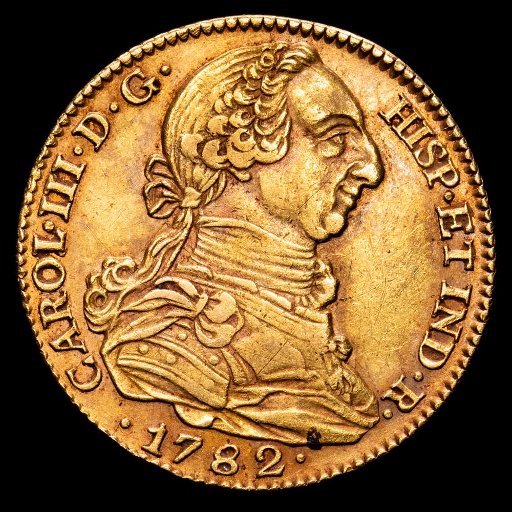 Carlos III. 4 Escudos (13,45 g.). Madrid. 1782. Ensyador J·D. AC-1787. MBC+. Bello color.