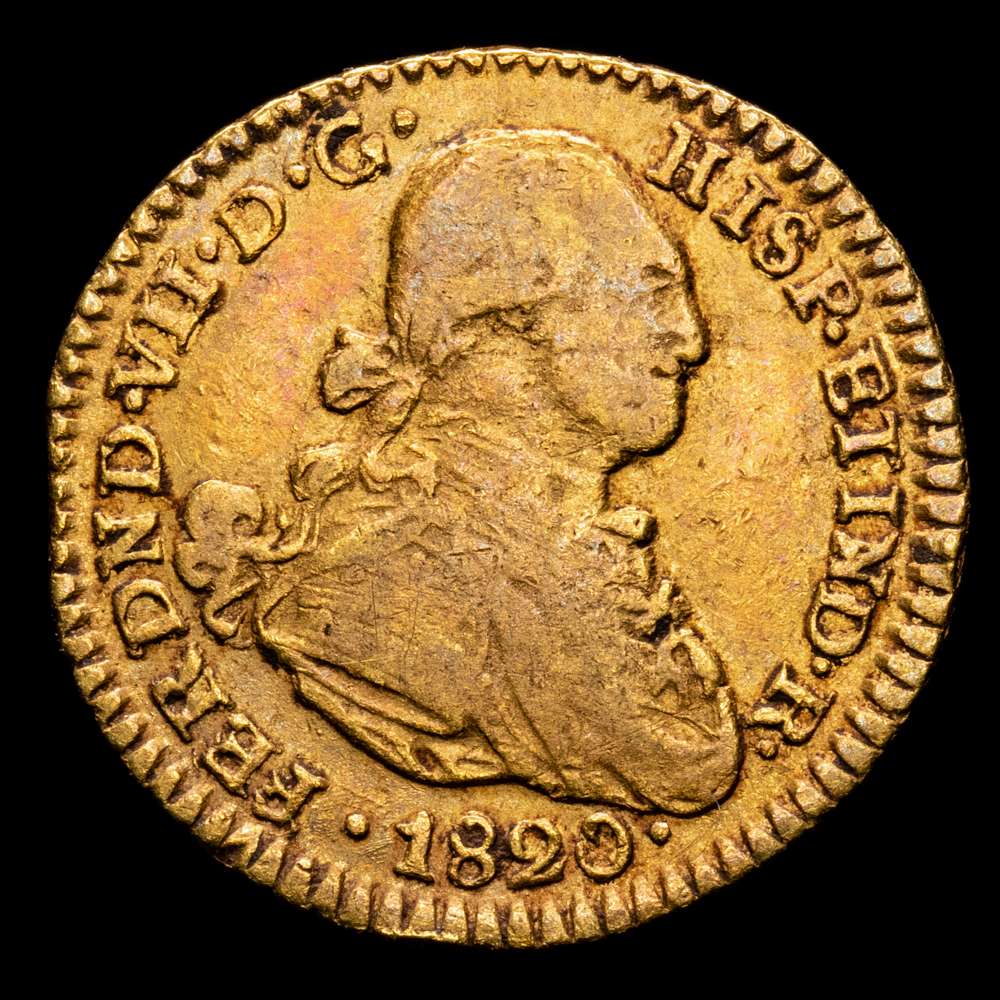 Fernando VII. 1 Escudo. (3,41 g.). Santa Fe de Nuevo Reino. 1820. JF. Cal-2019-1559. MBC-. Busto de Carlos IV