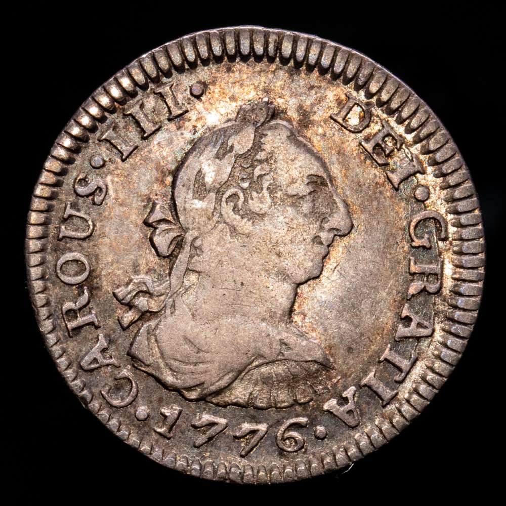 Carlos III. 1/2 Real. (1,66 g.). México. 1776. F·M. AC-200. MBC+. Pátina. Fecha clave.