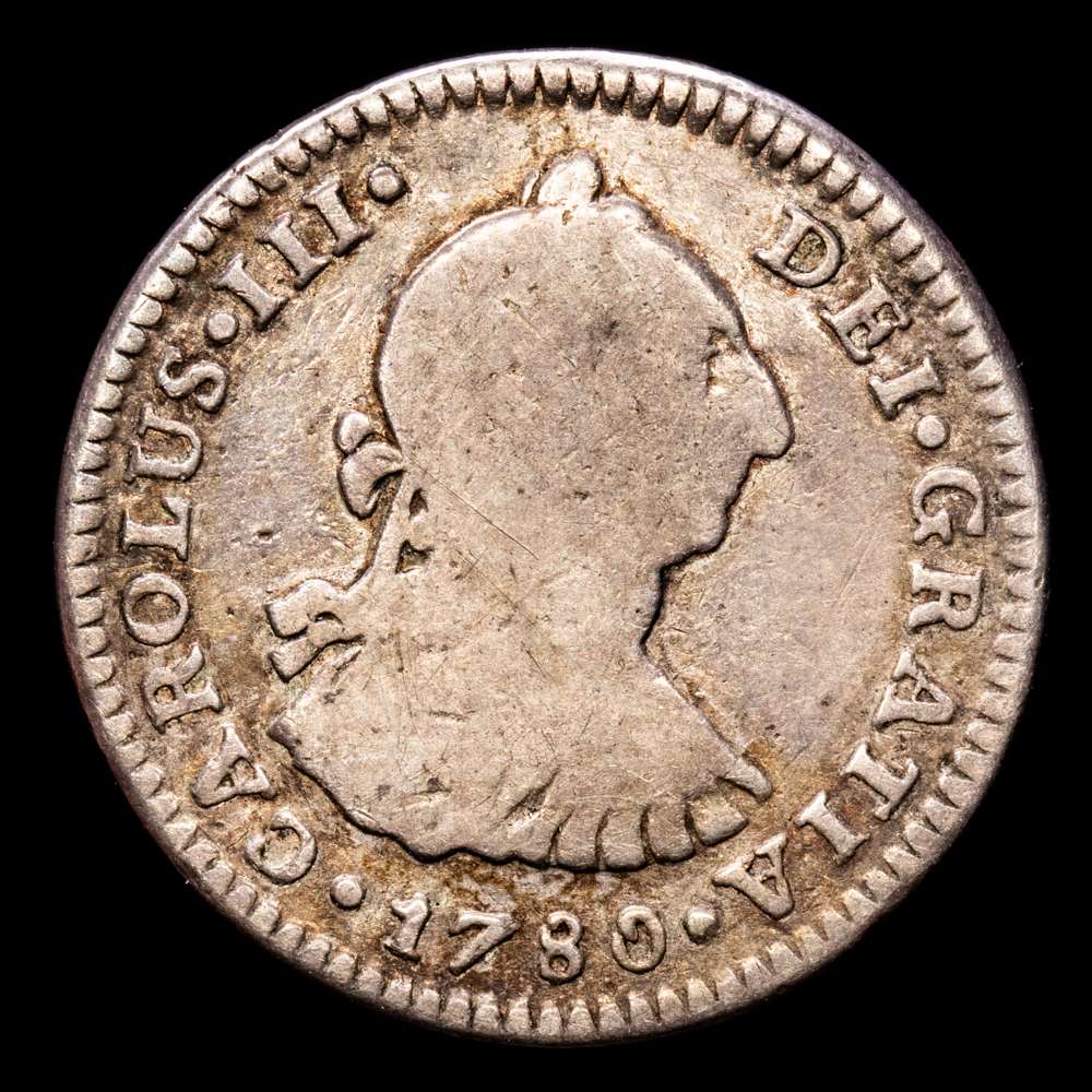 Carlos III. 1 Real. (3.25 g.). México. 1780. Ensayador F·F. Aureo y Calicó-433. BC+/MBC-.