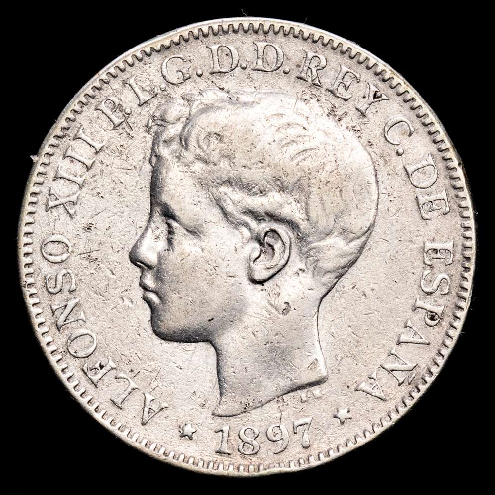 Alfonso XIII. Un Peso. (24,88 g.). Manila. 1897. SG·V. AC-122. MBC-.