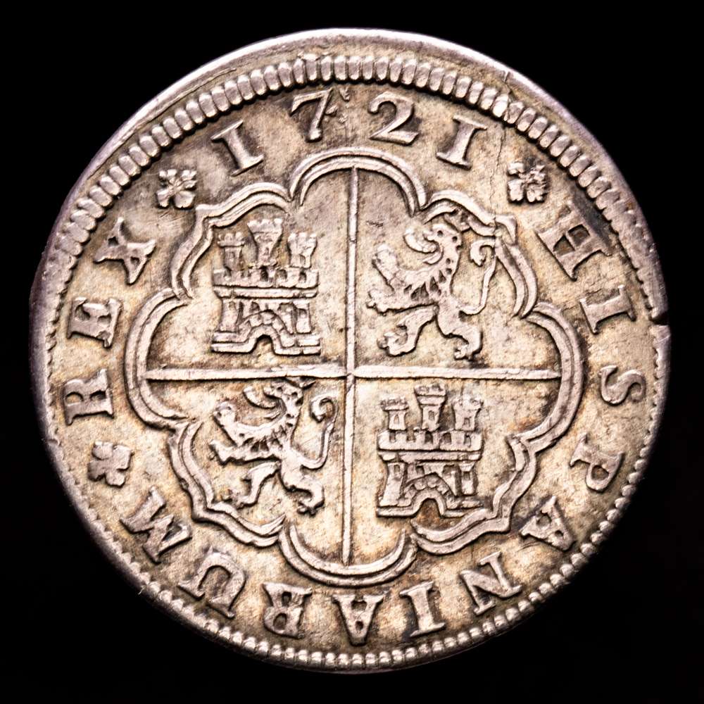 Felipe V. 2 Reales. (4,88 g.). Madrid. 1721. Ensayador A. Aureo y Calicó-774. MBC+.