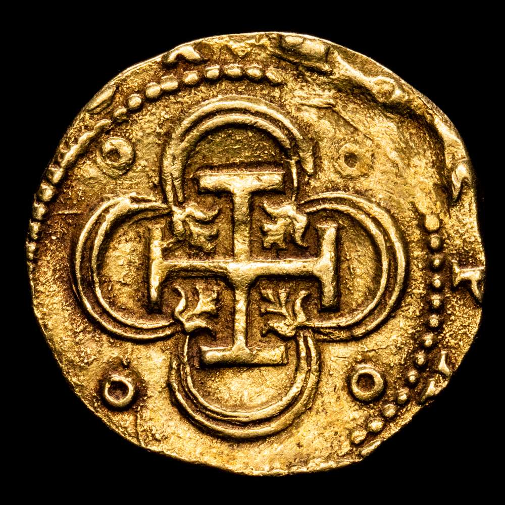 Felipe II (1556-1598). 2 escudos. ND (1566-1587). Sevilla. (Cal-Tipo 257). (Tauler-30/31). Au. 6,73 g. Ensayador d cuadrada. Ceca y ensayador a izquierda del escudo. Rara. MBC+.