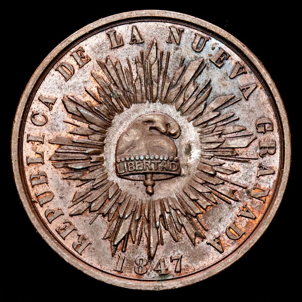 Colombia. 1 Décimo de Real. (10,02 g.). 1847. KM-102. UNC-. Bello color