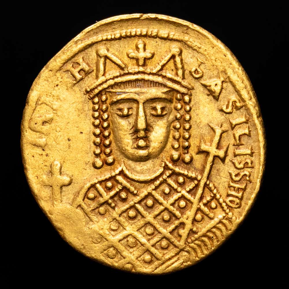 Irene. 797-802. AV Solidus (4,45 g,). Casa de la moneda de Constantinopla. Acuñada en 797-802. DOC 1a.2; Füeg ​​2.B.1; SB 1599 MBC+. Muy rara