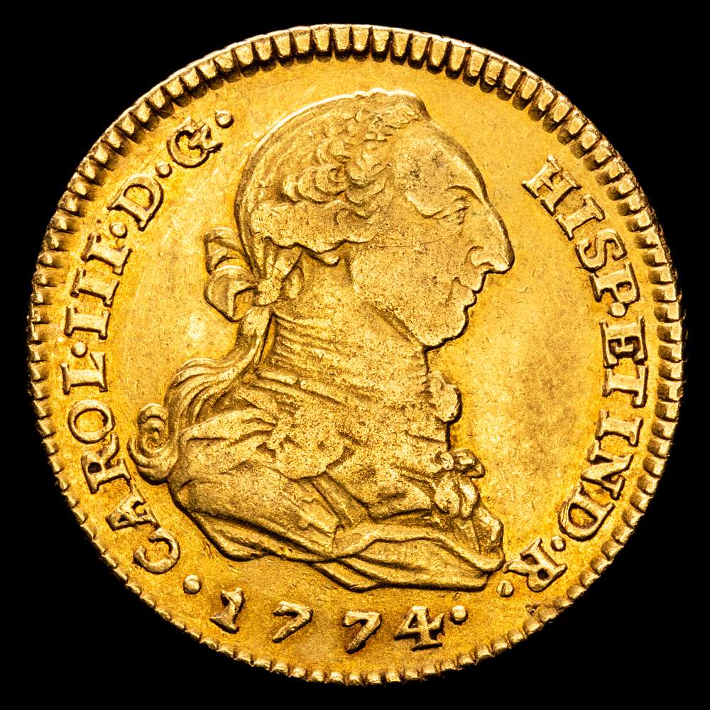 Carlos III. 2 Escudos. (6,67 g.). Madrid. 1774. P·J. AC-1546. MBC+.