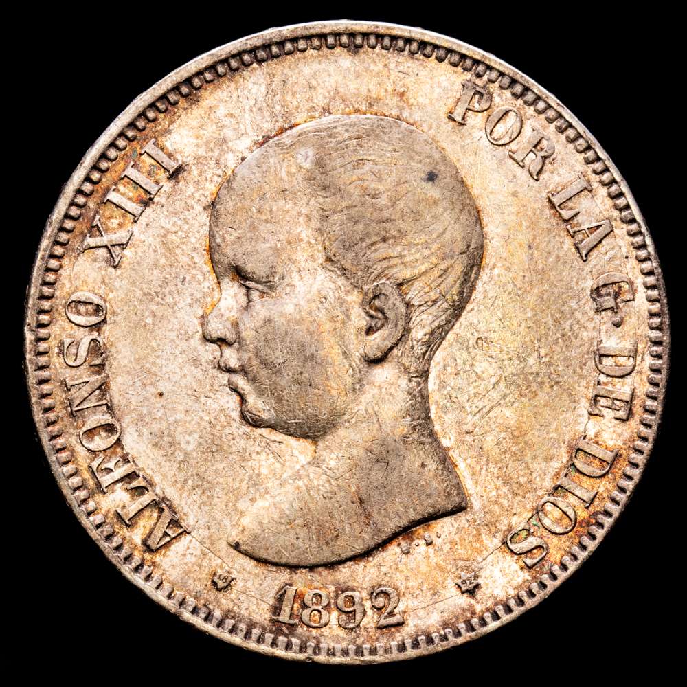 Alfonso XIII. 5 Pesetas. (24,98 g.). Madrid. 1892 *18-92. PG·M. CAL-99. MBC+.