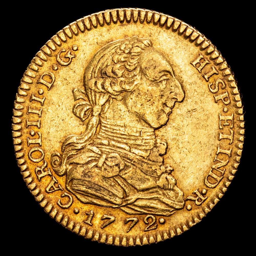 Carlos III. 1772. Madrid. PJ. 2 escudos. (AC. 1543). 6,74 gramos. MBC+