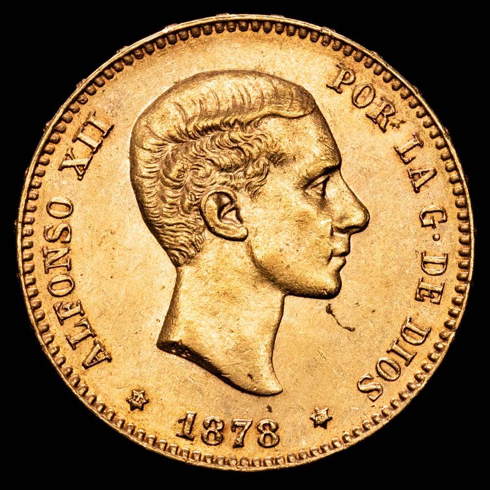 Alfonso XII. 25 Pesetas. (8,06 g.). Madrid. 1878 *18-78*. DE·M. AC-70. EBC.