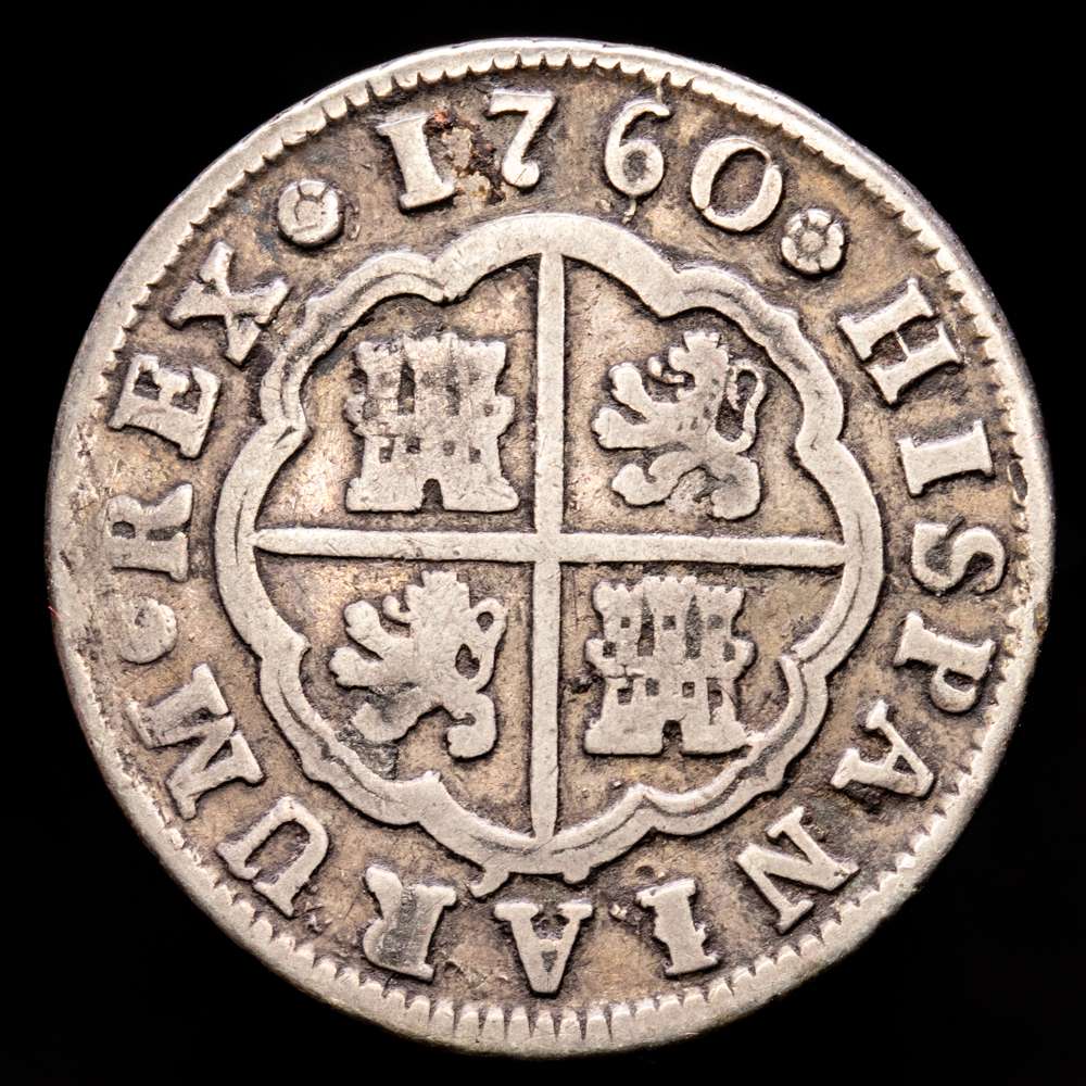 Carlos III. 2 Reales. (5,6 g.). Madrid. 1760. J·P. AC-608. MBC-.