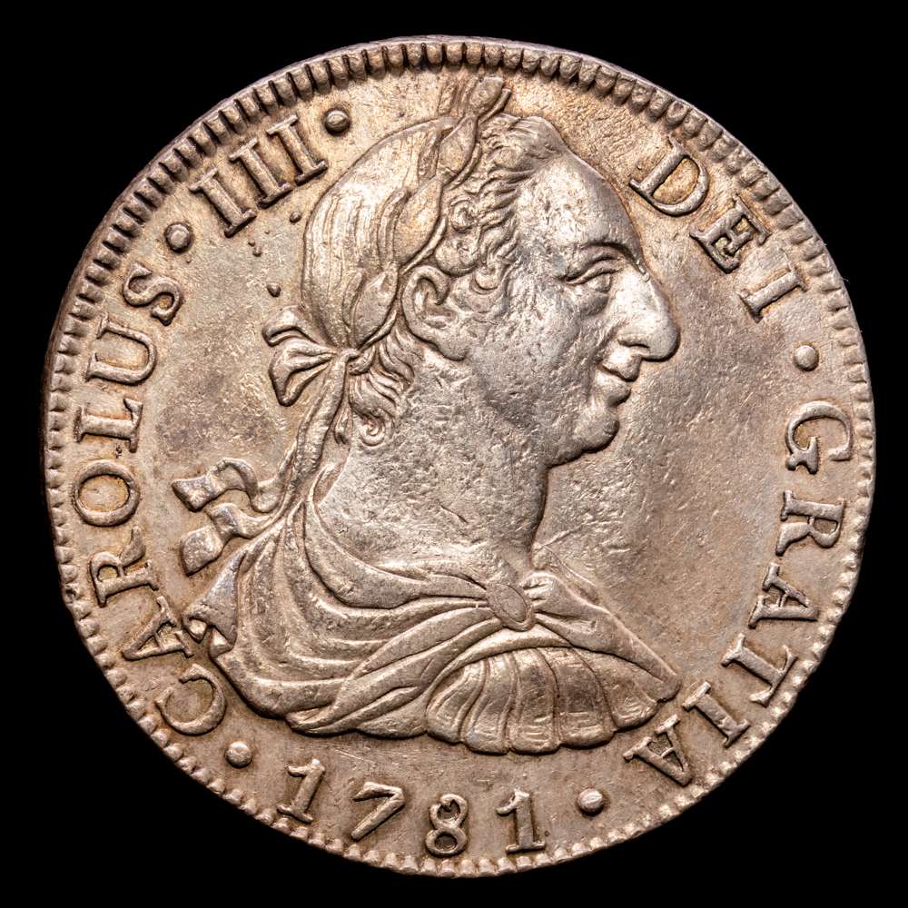 Carlos III. 8 Reales. (26,93 g.). México. 1781. Ensayador F·F. Aureo y Calico-1121. MBC+.