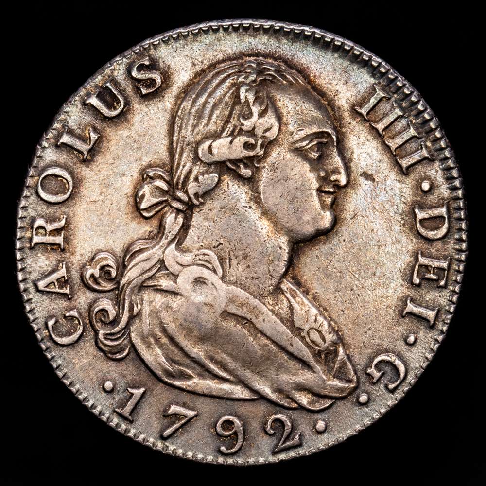 Carlos IV. 4 Reales. (13,4 g.). Madrid. 1792. M·F. AC-778. EBC-/EBC. Bella pátina.