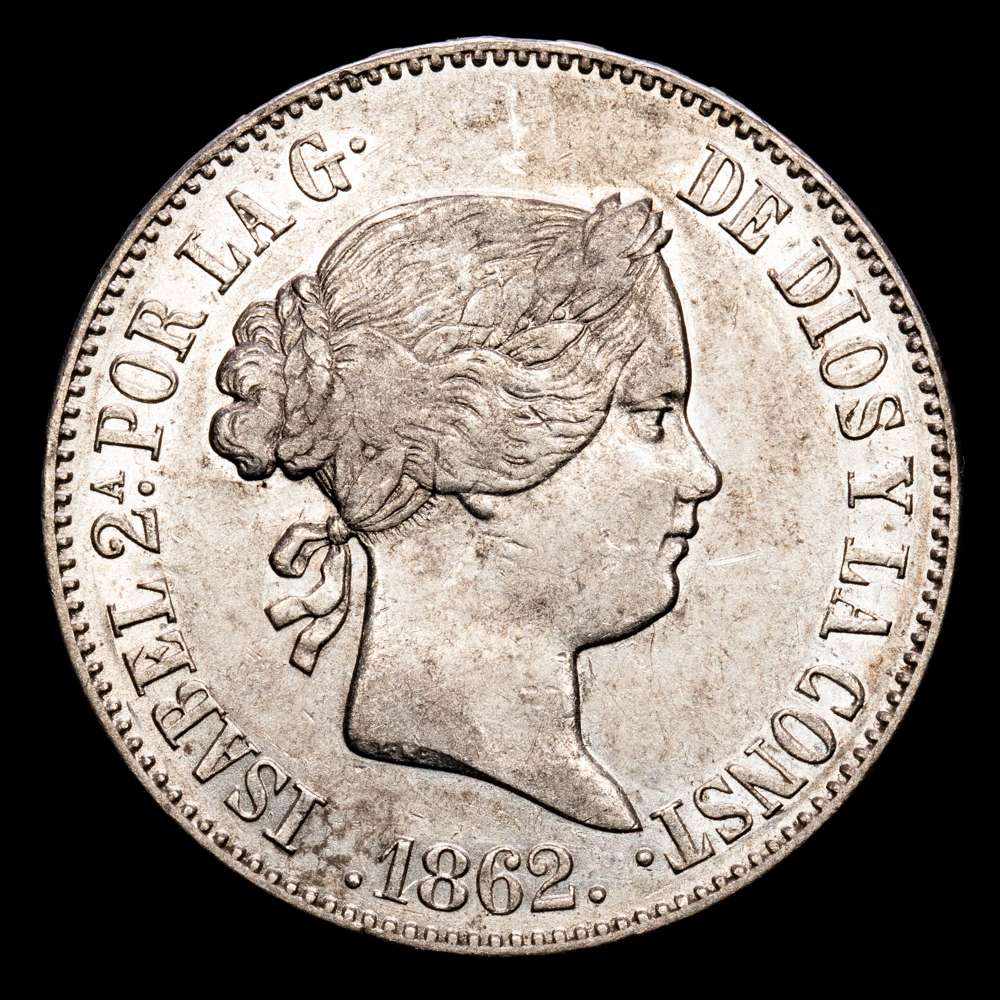 Isabel II. 10 Reales. (12,99 g.). Madrid. 1862. AC-539. MBC+/EBC-.