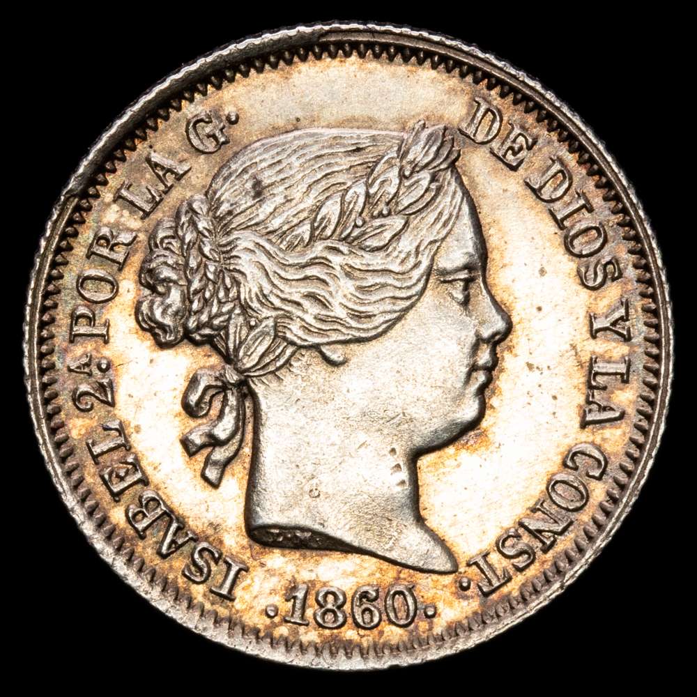 Isabel II. 1 Real. (1,29g.). Madrid. 1860/55. AC-No cita. SC. Brillo original. Atractivo ejemplar.