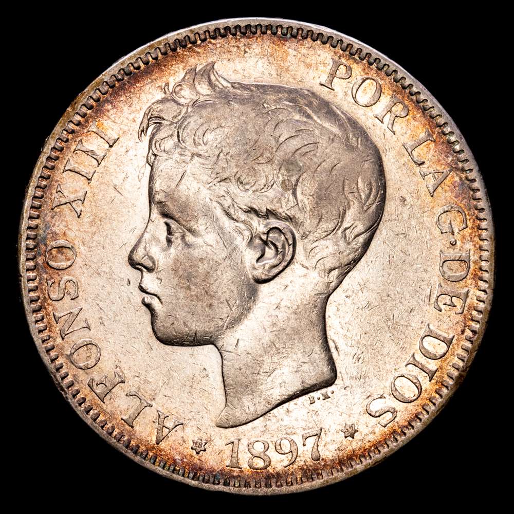 Alfonso XIII. 5 Pesetas. (24,86 g.). Madrid. 1897 *18-97*. SG·V. AC-107. MBC+.