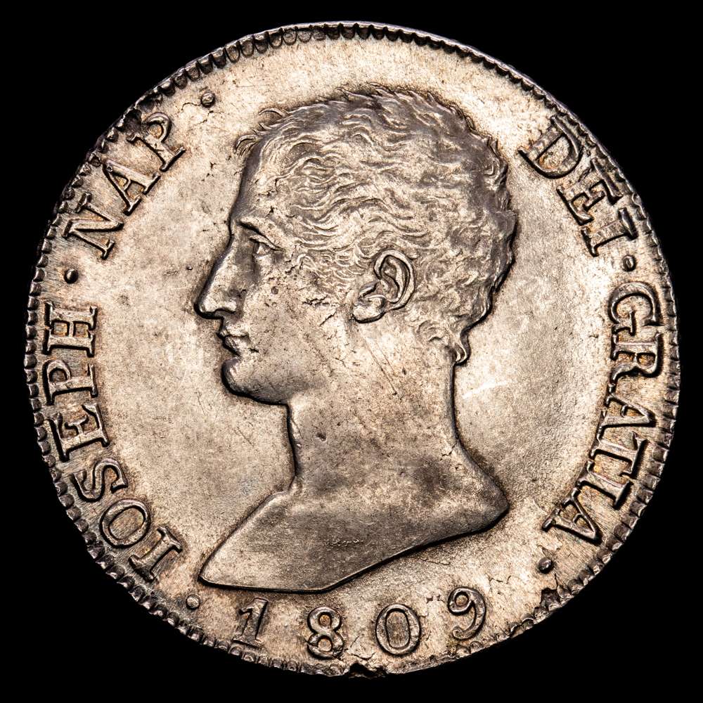 José Napoleon. 20 Reales. (26,96 g.). Madrid. 1809. A·I. AC-36. EBC-. Ligera pátina y restos de brillo