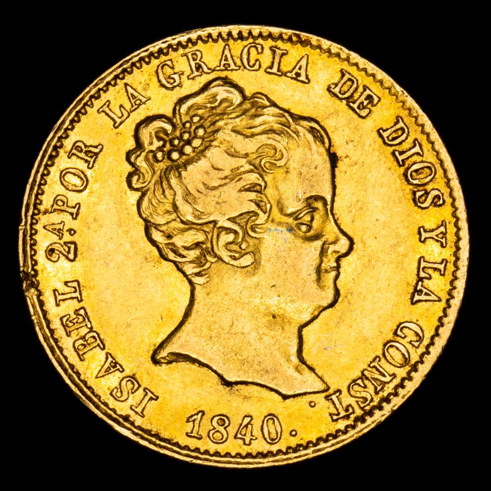 80 Reales. 1840. BARCELONA. PS 6,75 grs. (Pequeños golpecitos en canto). AC-705. MBC+.