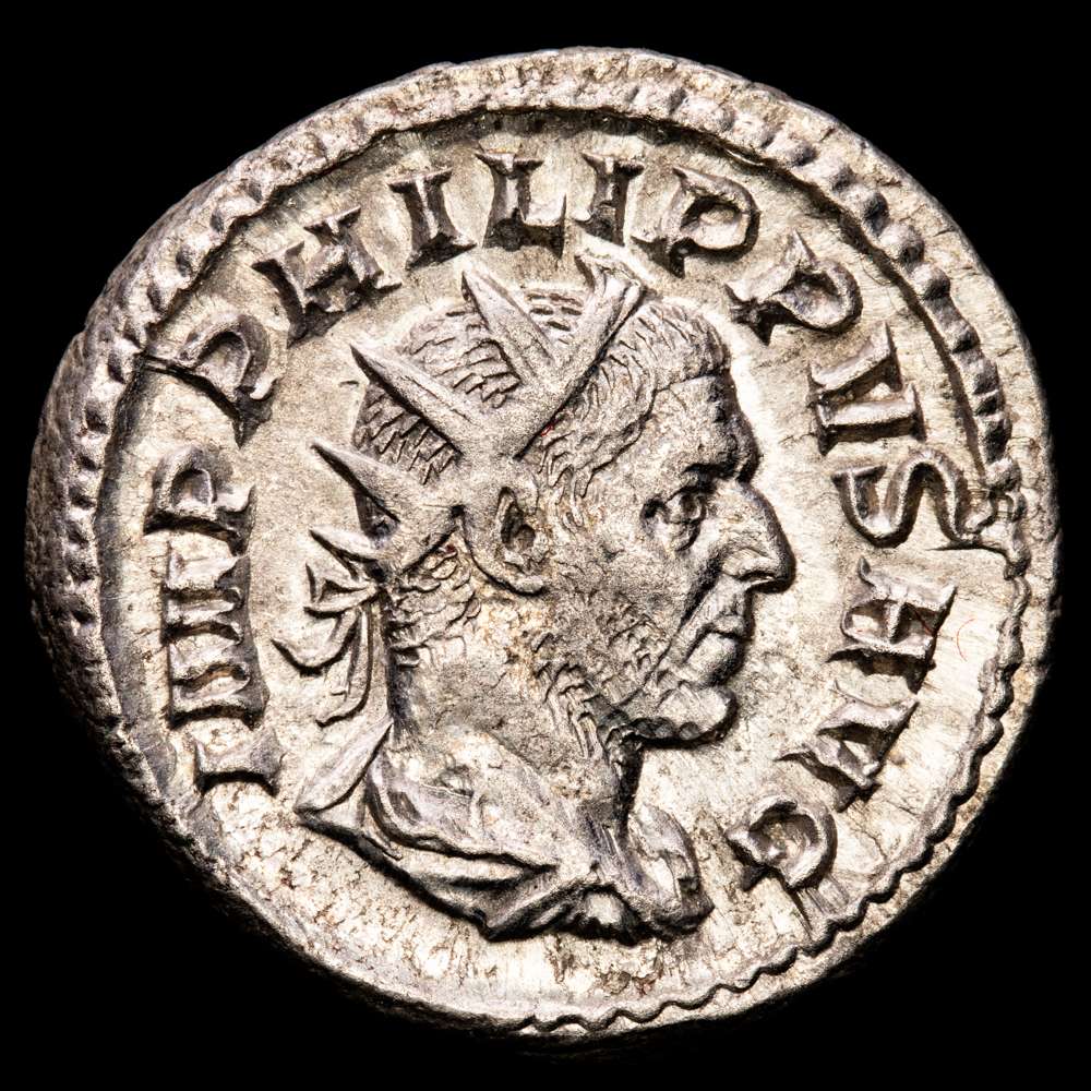 Filipo I, emperador romano , 244-249. Antoniniano (plata, 22 mm, 4,59 g ), Roma, 248-249. Cohen 17. RIC 58. MBC+.